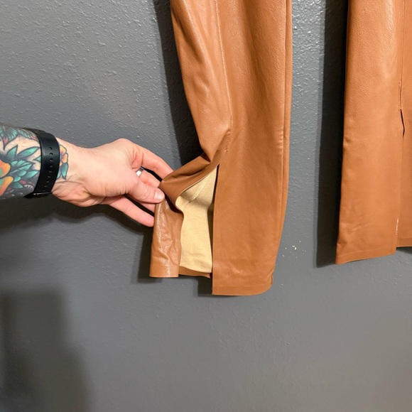 Commando Faux Leather Split Front Pant in Cocoa Size S - Picture 6 of 9